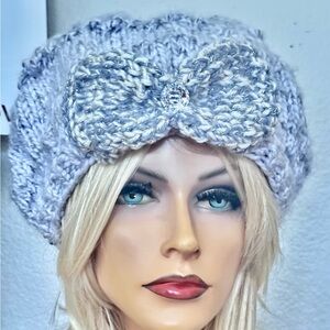 Hand Knits 2 Love Winter Hat Slouch Beanie Bow Gem Designer Fashion Ombré Chic